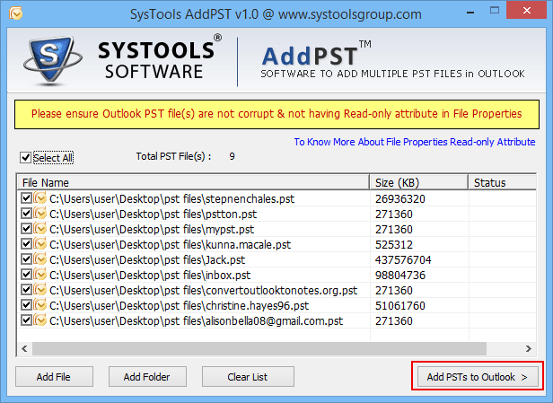 add pst file to outlook