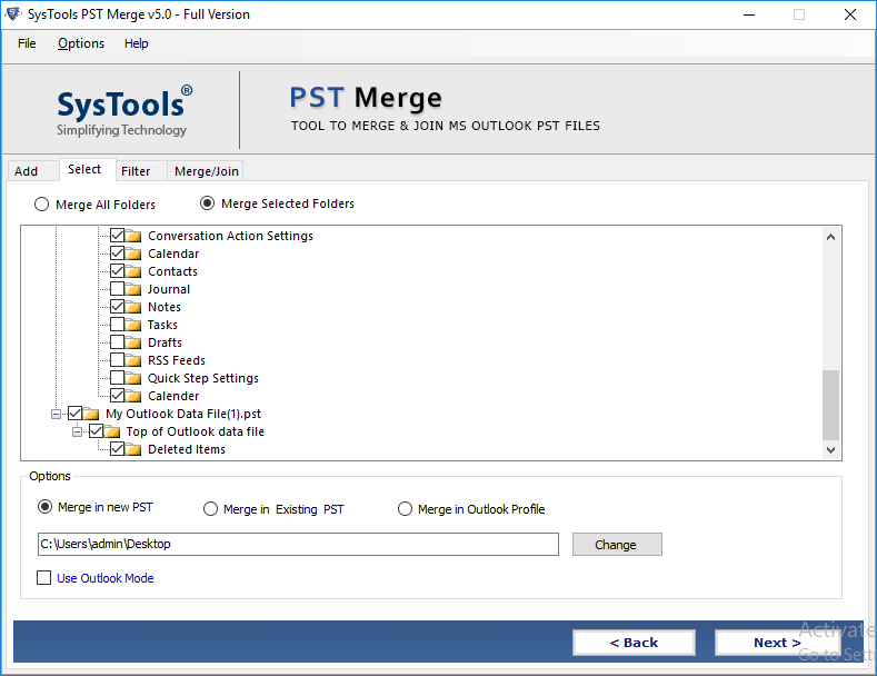 merge selected folders